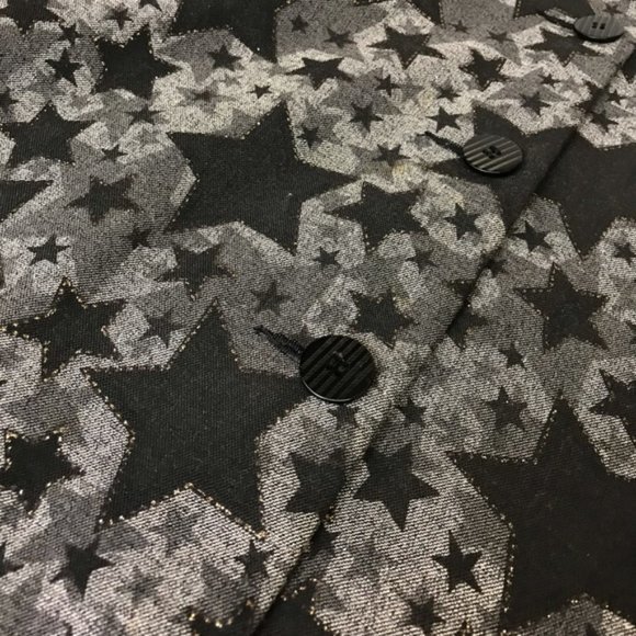 Jin Qiu Mock Neck Star Pattern Kimono Cut Jacket - Picture 3 of 5